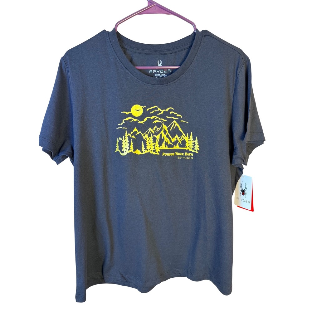 Spyder Womens Pursue Your Path Mountain Graphic Tee Black 1X SWK036X NWT